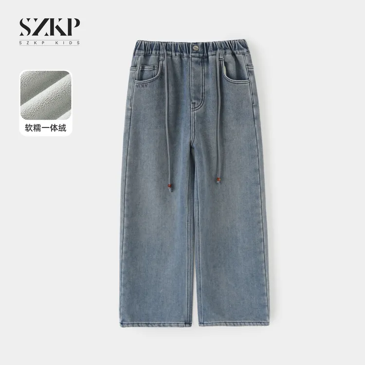 SZKP冬季新款女童装时尚裤子中大童休闲儿童直筒牛仔裤JMKD556307
