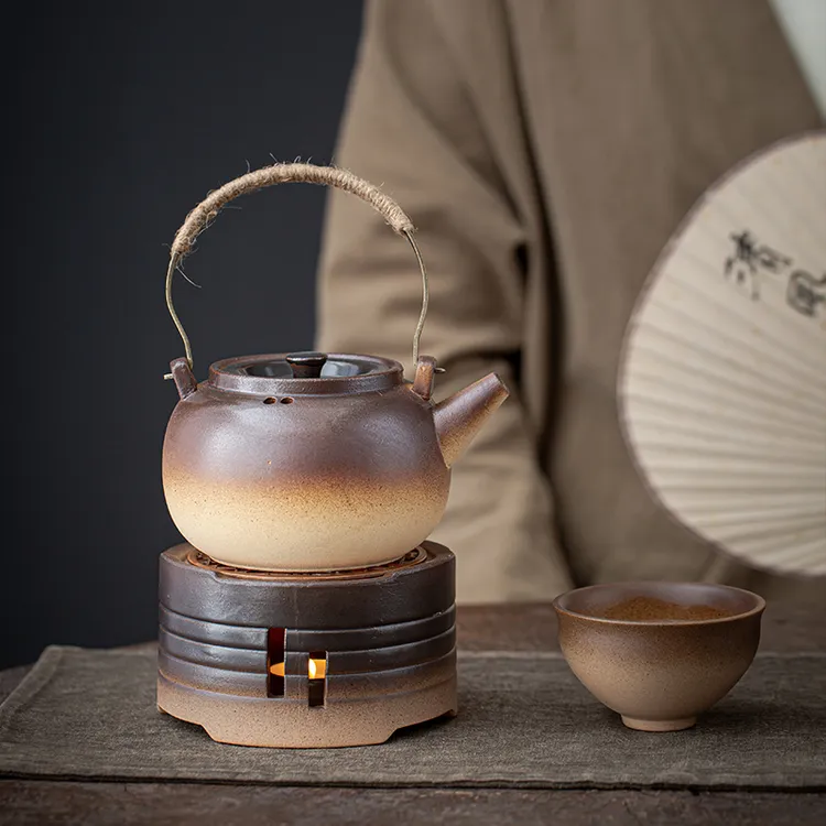 温茶器温茶炉干烧煮茶烤茶明火提梁壶侧把壶热茶暖茶保温底座复古