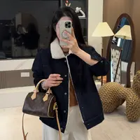 宿慕SUMU 高级感加绒保暖翻领牛仔外套11-4冬季新款外套9039