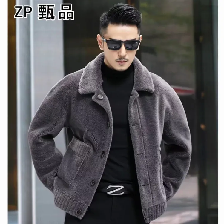 【翻领】男款双面穿颗粒羊毛保暖男士落肩休闲扣款秋冬加厚夹克外套