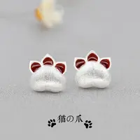 铜合金亚克力耳饰 磨砂猫爪可爱小猫咪耳饰小众设计感养耳洞耳环
