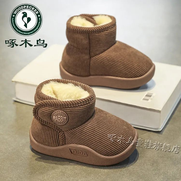 36I°断码冬季新款儿童雪地鞋软底加厚女宝宝学步鞋雪地靴户外棉鞋