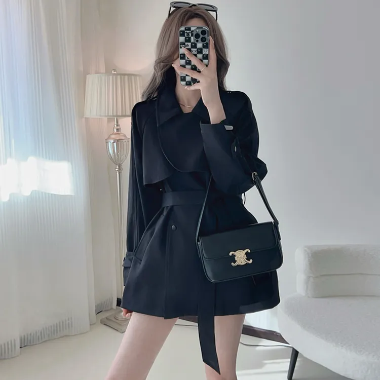 风衣外套女2025春秋新款英伦风复古斗篷式小众设计感短款气质大衣