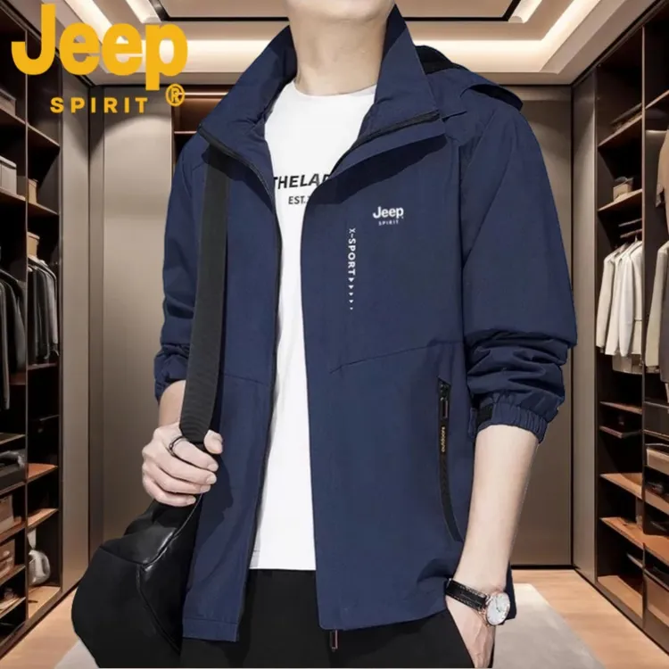 JEEPSPIRIT男士秋冬外套夹克男装上衣男款连帽冲锋衣商务休闲保暖
