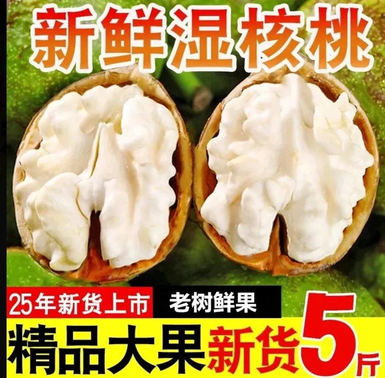 四川大凉山带青皮薄壳湿核桃现摘新鲜核桃孕妇坚果零食1
