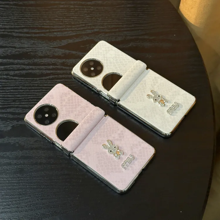 适用华为pocket2手机壳折叠屏兔子蛇鳞纹磁吸中轴全包防摔保护套