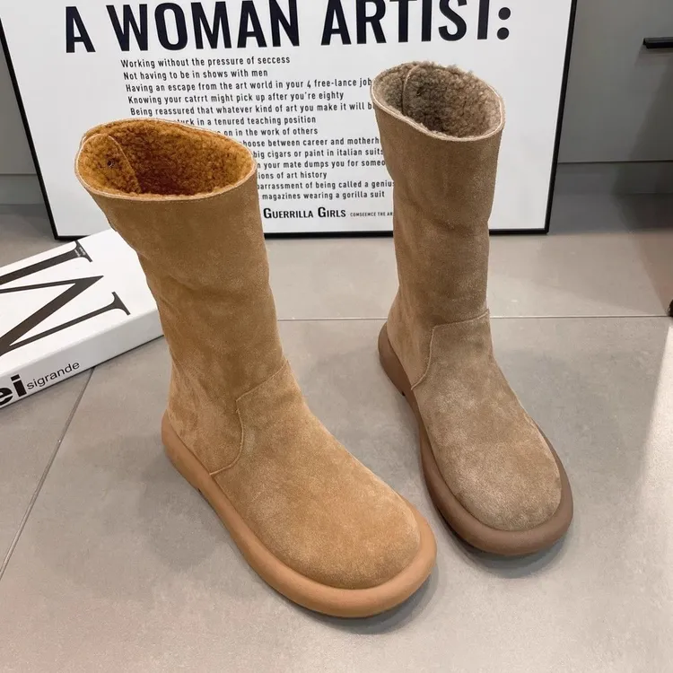 勃肯雪地靴棉鞋女2025冬季新款保暖加绒加厚两穿翻边鞋子女款秋冬