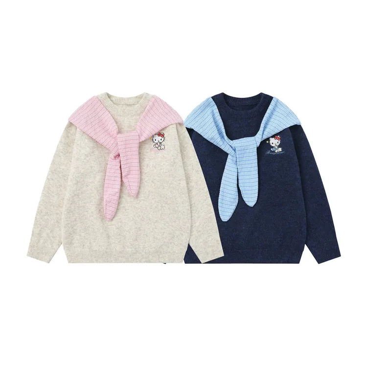 邦欧罗学院风新款套头毛衣女秋冬百搭圆领宽松韩系爆款针织上衣