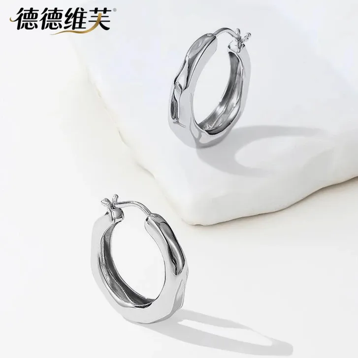 德德维芙 合金耳饰 自由搭配潺流耳圈素圈耳环简约高级时尚耳饰