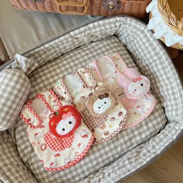 秋冬加绒家居服宠物狗狗猫咪可爱卡通护肚衣背心吊带北极绒中小型