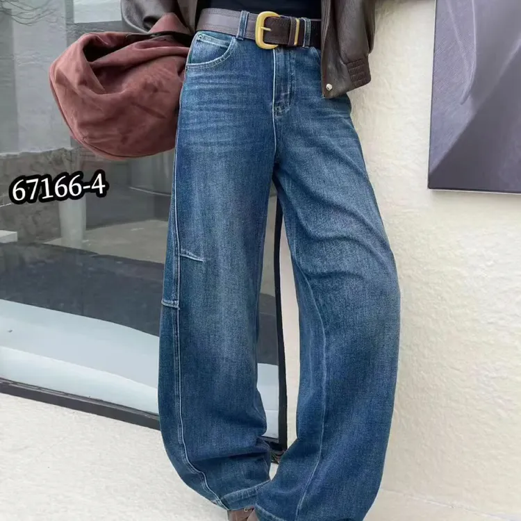 古月秋季新品67166-4兰超弹柔软舒适四面弹老钱风时髦个性弯刀裤