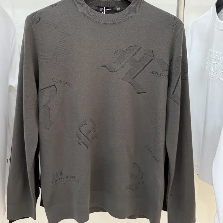 秋冬新款男士绿色时尚休闲针织桑蚕丝打底圆领衫