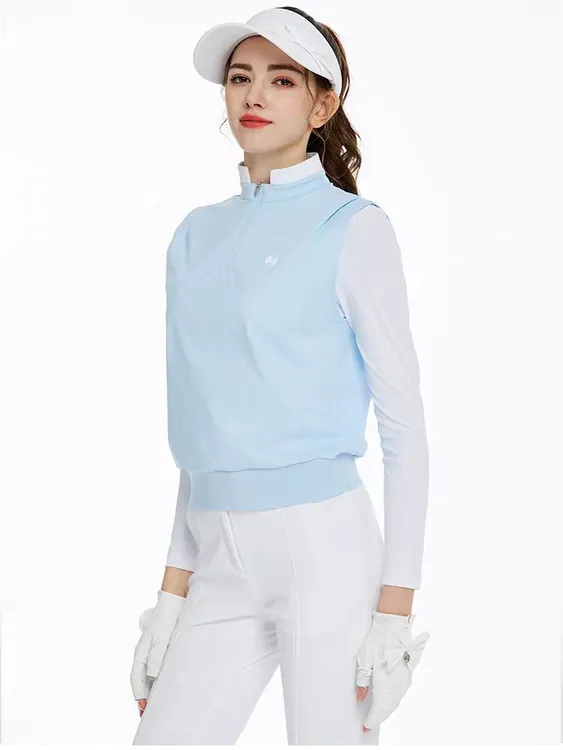秋冬款高尔夫女上衣长袖T恤韩版舒服保暖立领假两件球衣