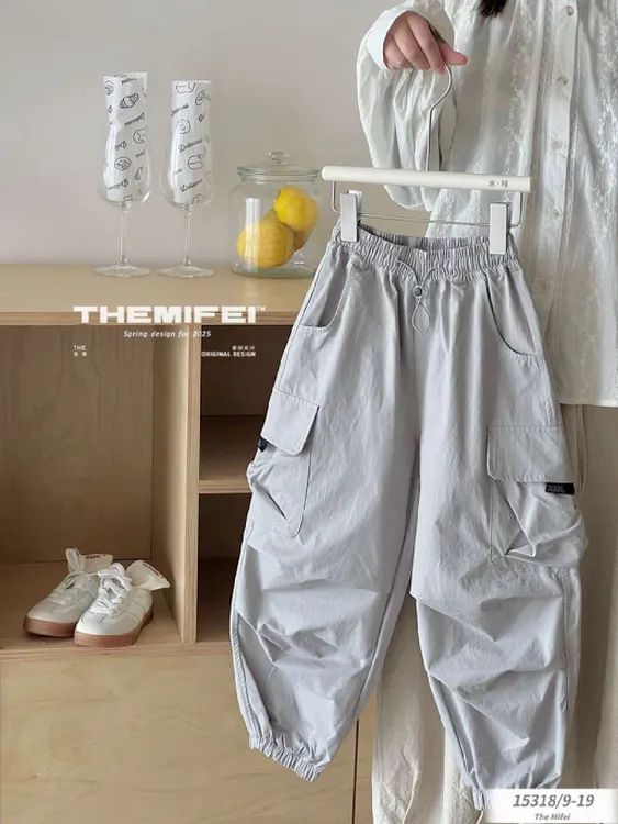 爱尚童·米啡夏新款薄款男女中大童长裤男童百搭帅气工装长裤