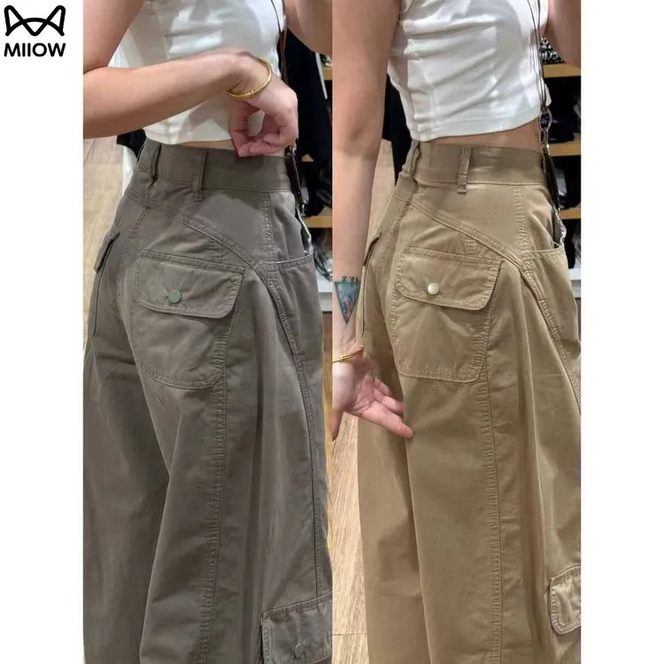 猫人设计感美式女2025新复古弯刀裤宽松直筒休闲工装裤阔腿休闲裤