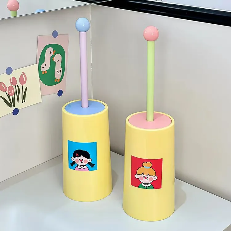 卫生间马桶刷可爱长柄款沥水底座厕所专用清洁刷套装无死角洁厕刷