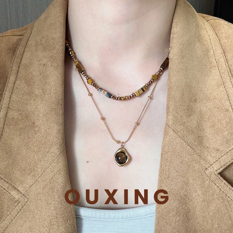 钛钢吊坠 [秋风]复古法式小众设计气质百搭套装项链