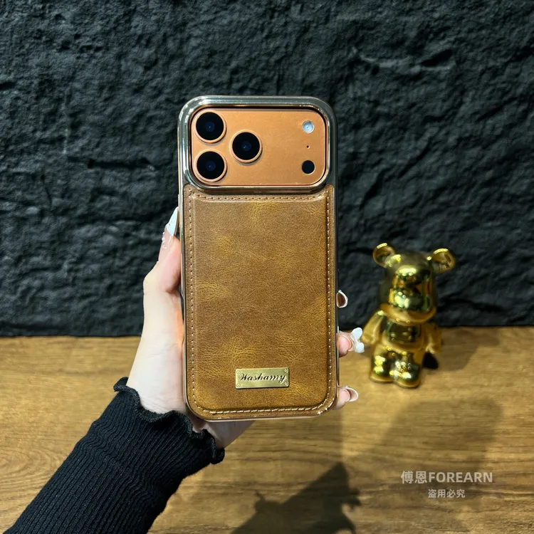 适用于苹果17promax手机壳磁吸17pro油蜡真皮iPhone17保护套Air