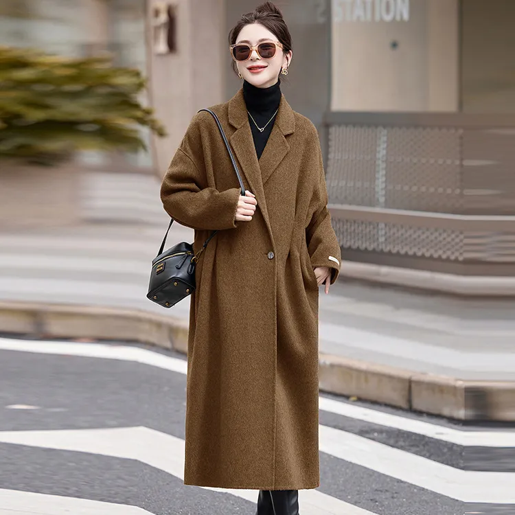 秋冬韩版时尚百搭宽松加厚显瘦女装外套小个子上衣呢大衣羊毛双面
