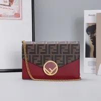 99新 FENDI/芬迪 红拼老花 PVC 链条包【静文】BGF601370020/98新