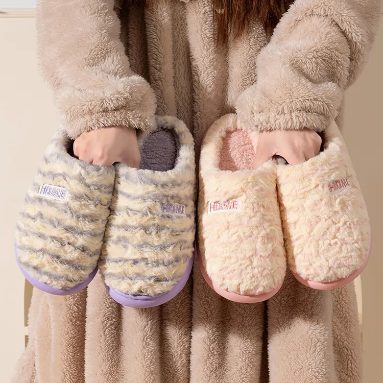 2025防滑耐磨男士秋冬季新款棉拖鞋女士家居室内毛毛加绒情侣棉鞋