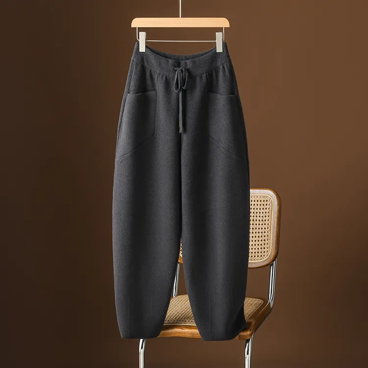 重磅加厚双面绒香蕉裤女秋冬宽松显瘦冬季呢子裤子女镰刀裤哈伦裤