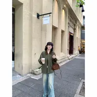 Zzhen【城市假日】复古撞色翻领松弛短外套气质休闲百搭上衣DWT1259