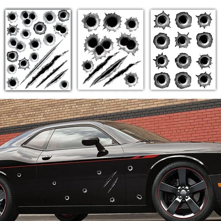 汽车贴花划痕遮挡创意拉花个性弹痕贴画车身子弹孔车贴纸搞怪车贴