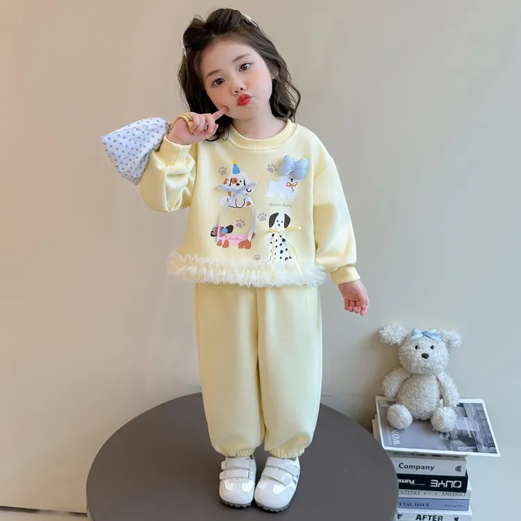 女童春秋季套装2025新款女宝宝洋气甜美卫衣儿童秋装运动两件套潮