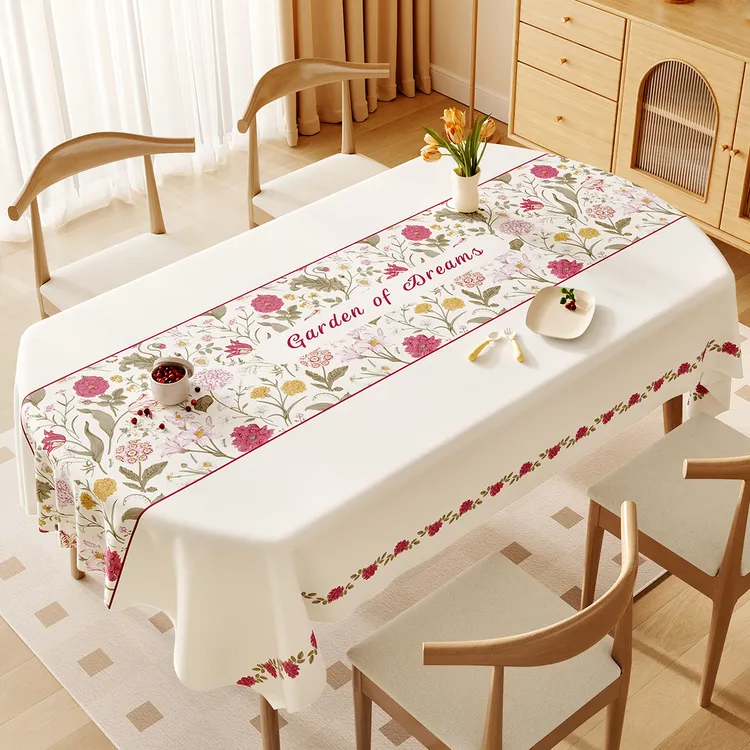 椭圆形桌布防水防油免洗防烫餐桌布轻奢高级感家用可折叠圆桌台布