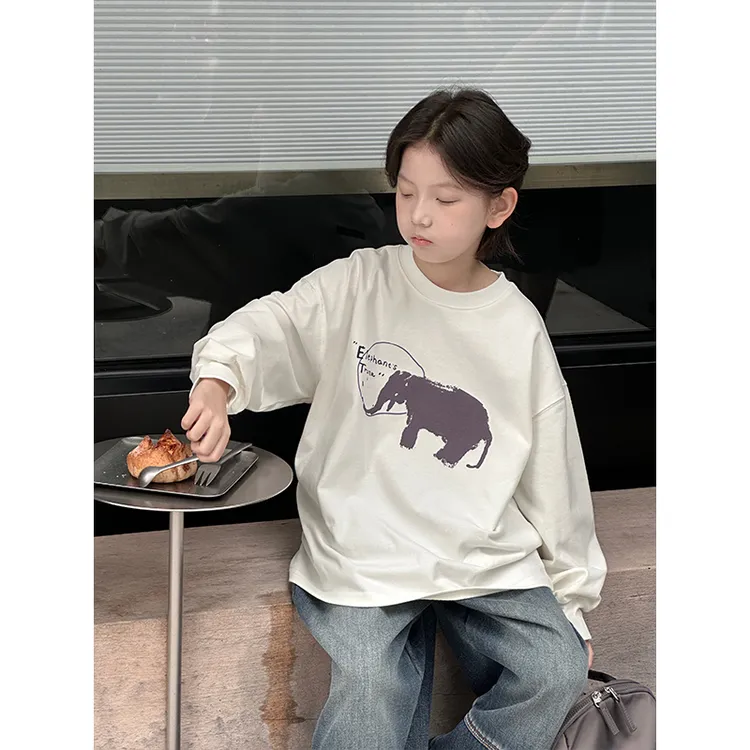 【现货】2025新款男童T恤儿童长袖秋冬款中大童上衣韩版圆领卫衣