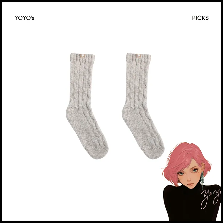 FORNI 绵氧波波 绵羊毛粗绞花针织堆堆袜