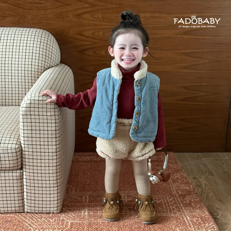 女童加绒马甲套装2025冬季新款宝宝洋气加厚马夹儿童冬款保暖外套
