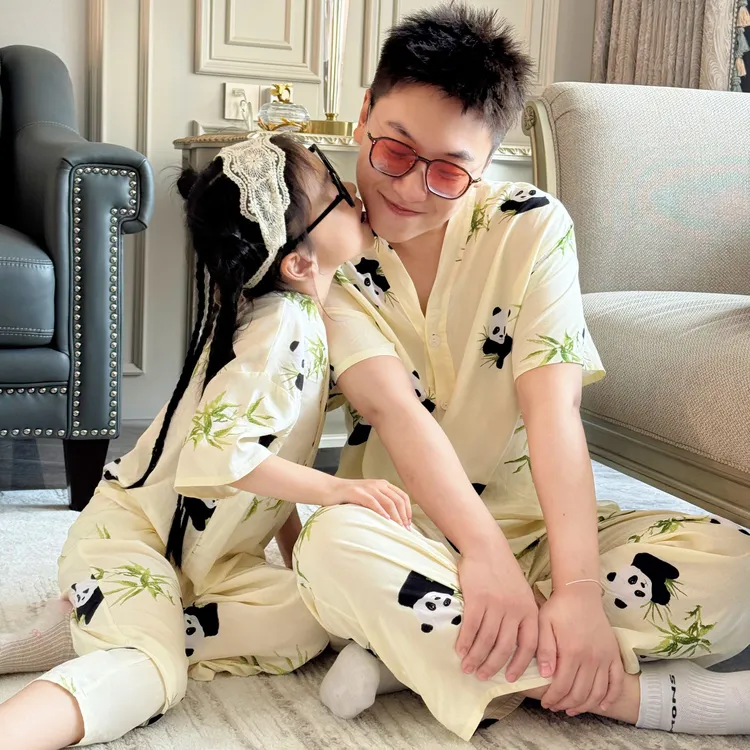 【莱赛尔棉绸】夏季薄款亲子棉绸睡衣短袖长裤家居服薄款男女童
