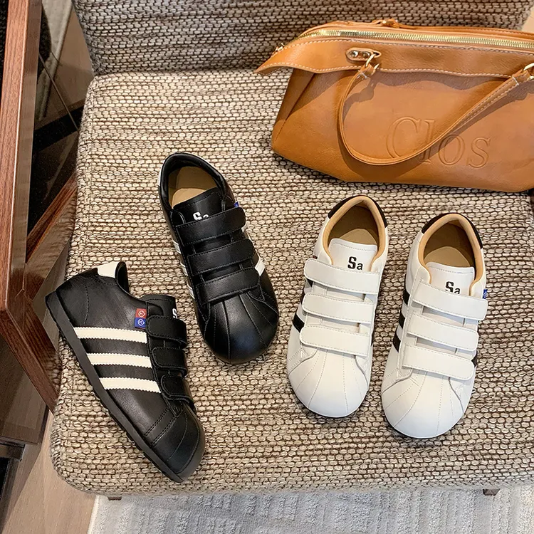 小白鞋早秋新款复古百搭休闲软底韩版ins风单鞋D887皮面sw