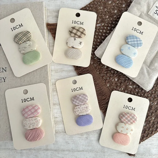 韩系新款儿童格纹女童宝宝碎发刘海头饰夹BB夹对装不伤发发饰发卡