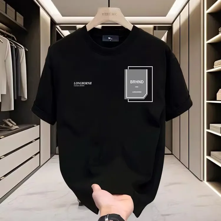 2025年夏季新款重磅全棉短袖T恤男宽松潮流痞帅高档半袖上衣男装