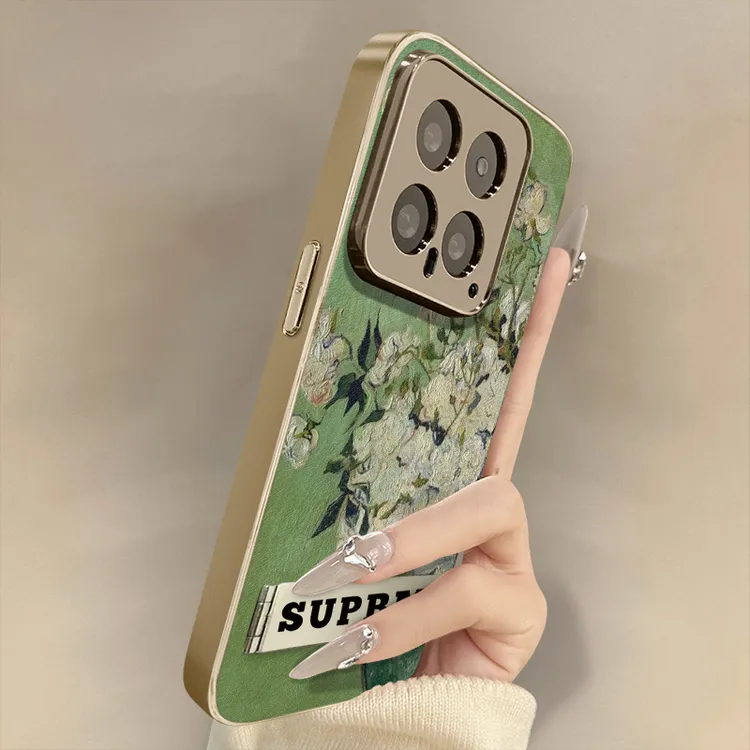 复古油画白玫瑰适用小米17promax手机壳17pro新款15ultra支架高级