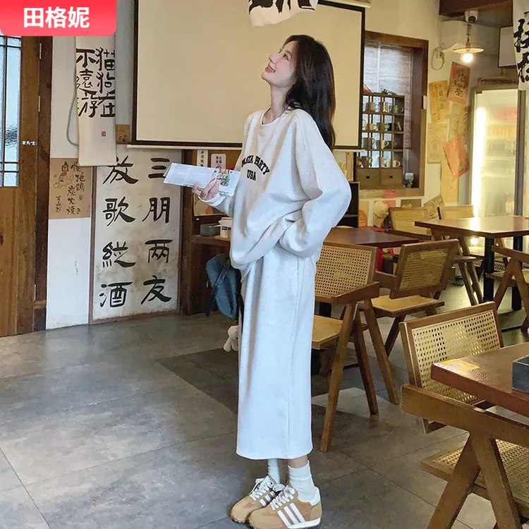 I2025年灰色休闲运动套装裙女春秋慵懒风超好看卫衣半身裙两件套1