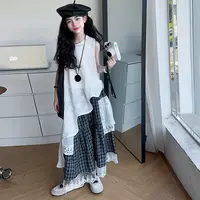 【酷哒仔】女童甜酷风经典格子半身裙吊带罩衫三件套装2025夏季潮范