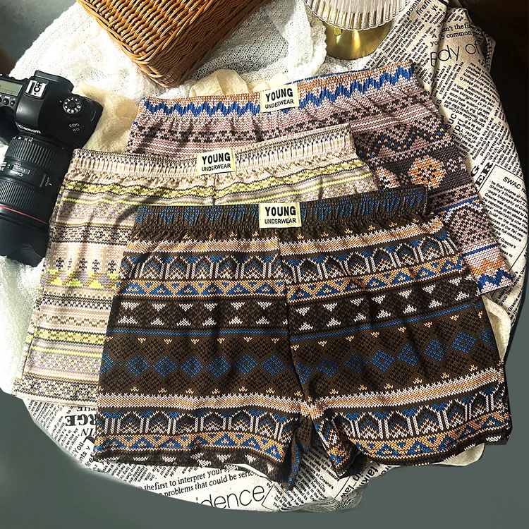 复古民族风阿罗裤男士内裤棉质舒适家居裤裤内穿宽松短裤衩子睡裤