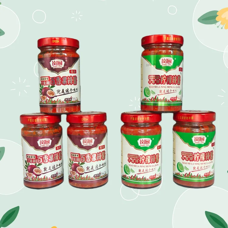 岗厨百香果辣酱柠檬辣酱西双版纳风味蘸料炸鸡拌菜板面下饭辣酱