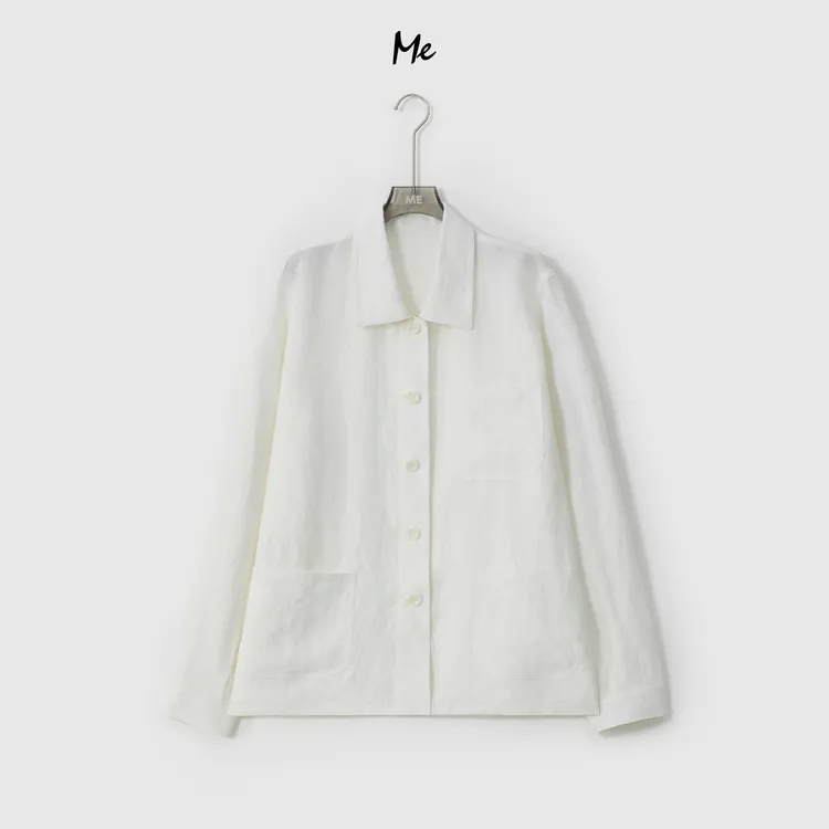 ME【100%亚麻奶霜工装外套】老钱抓纹时尚百搭一手长外套MESA0197