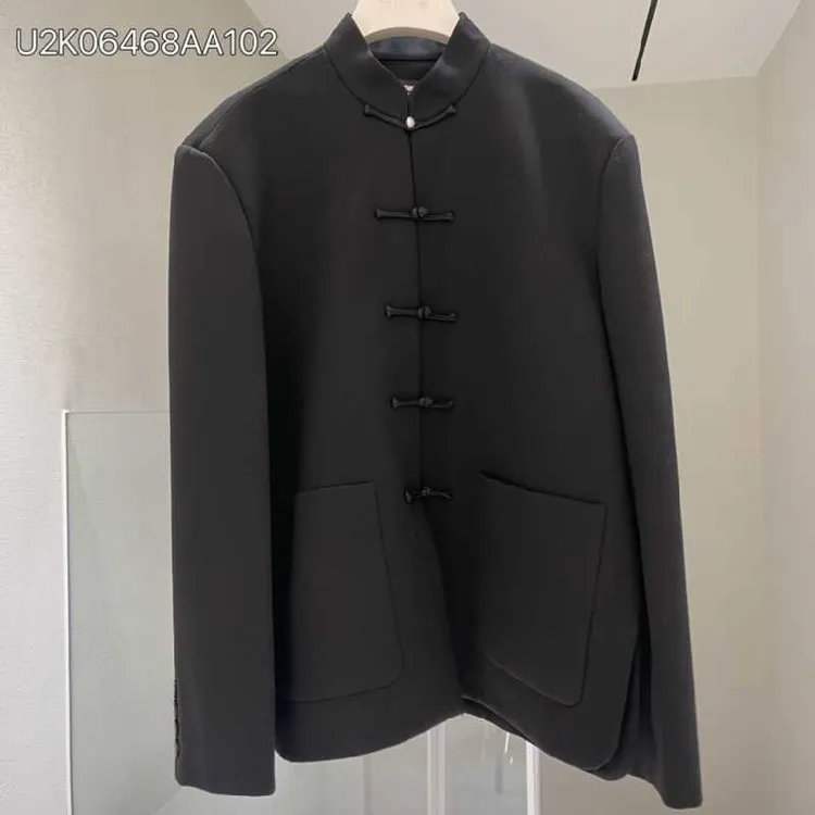 精纺碎花双穿老钱廓形口袋中式盘扣外套