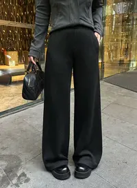 琪琪怪怪大码女装【松弛懒人裤】休闲高腰秋冬厚款直筒裤P47846QTQ