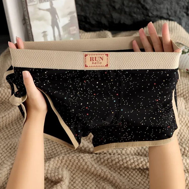 新款棉质星空运动平角裤青年男士内裤潮流个性男生底裤四角短裤头