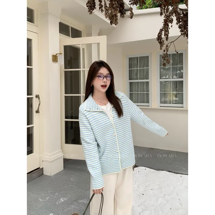 现货0571X大婉酱肉肉微胖定制【初雪覆原】冬季色织柔软毛织上衣女