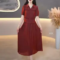 C611大气拼接连衣裙2025夏季新款时尚百搭宽松显瘦减龄洋气中长裙