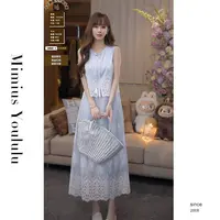 【mimius】肉肉 气质重工刺绣镂空显瘦上衣+半裙 G03414