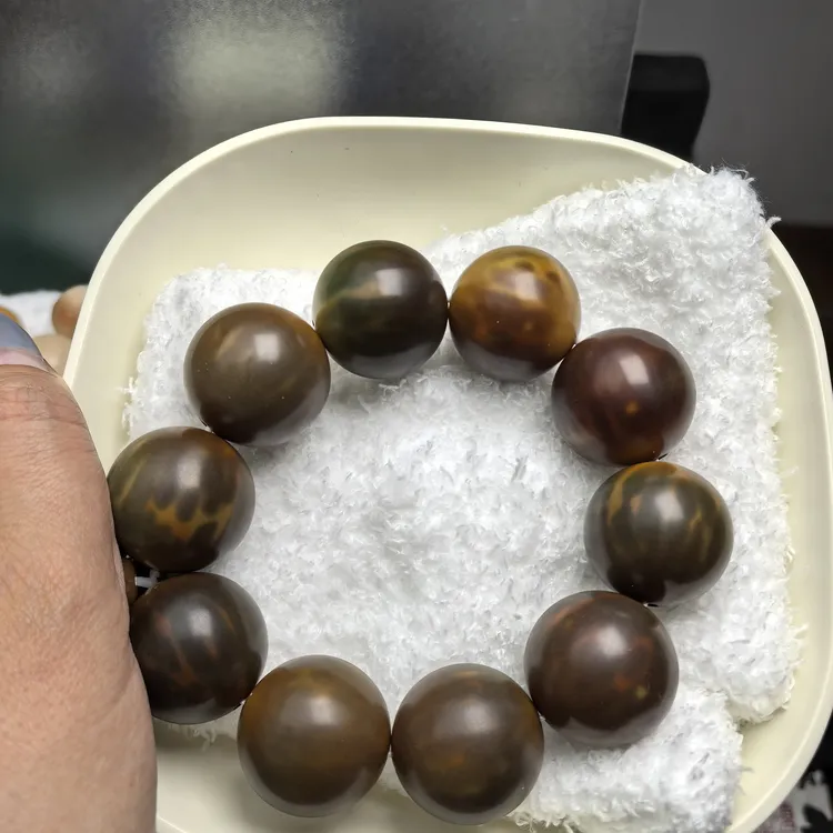 非金属木质手链 手工干磨26mm（十颗）微瑕品妖色